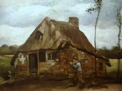 Cottage con contadino che rientra a casa - Luglio 1885 - Olio su tela - 63,5x76 cm